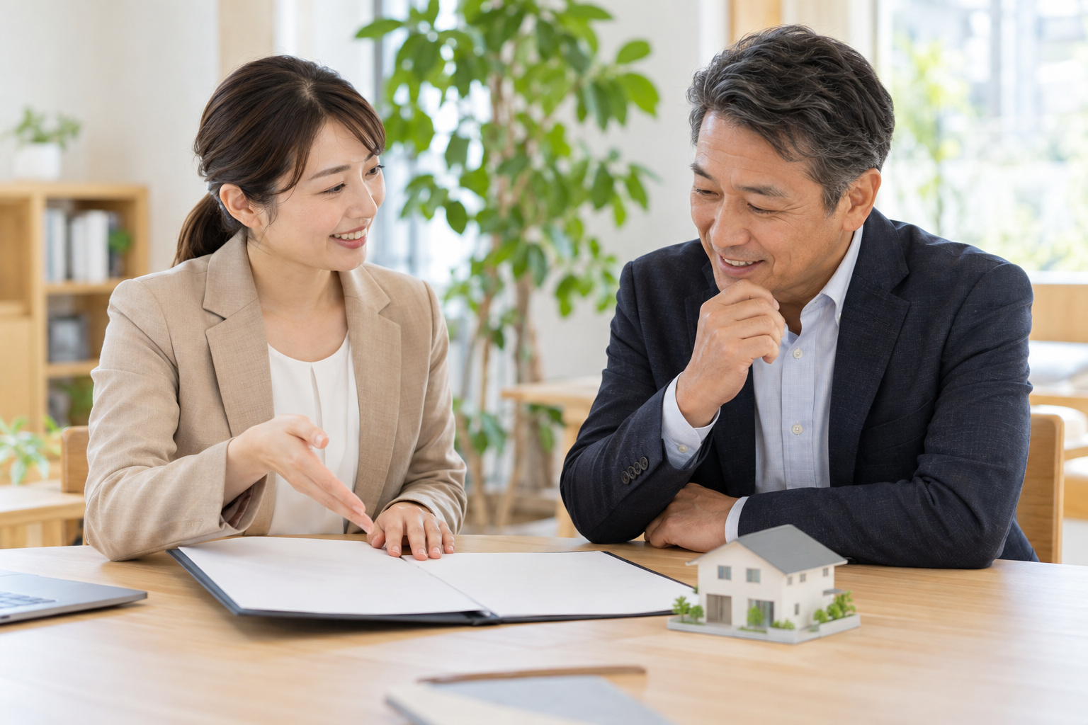 関係者と相談内容を確認する打ち合わせのイメージ